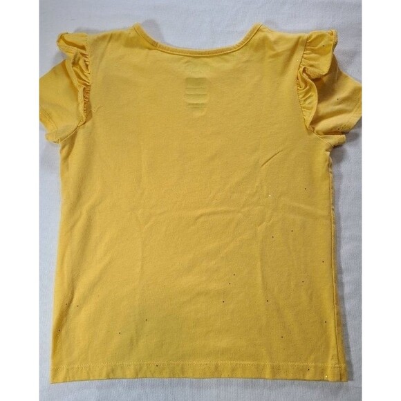 Girls 2-Piece Yellow Glitter Ruffle Tee & Black Leggings Set Size 8 - Picture 4 of 11